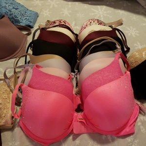15 Gently used bras- 32D VS/Pink, Spanx
